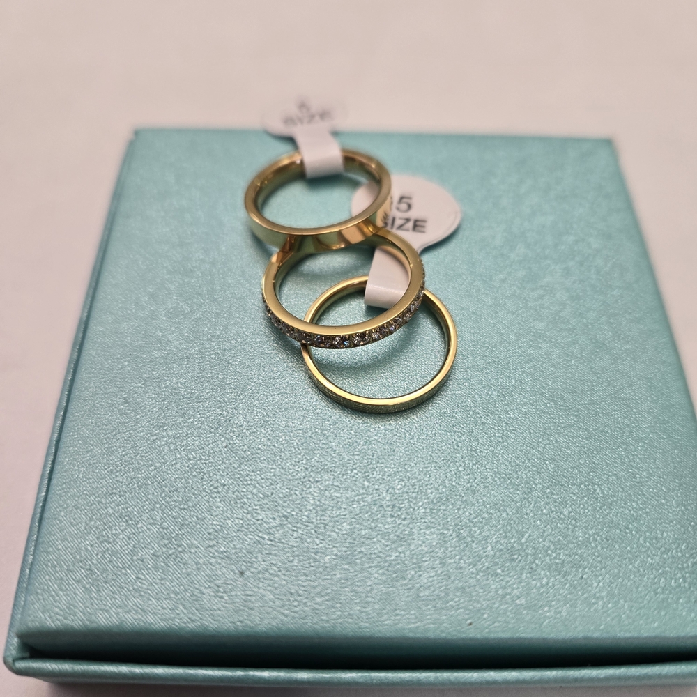 14kt Gold Plated Set Of 3 Eternity Bands - Picture 4 of 7